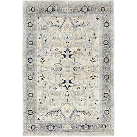 Grey, Serapi Heriz Design, Soft Wool, Hand Knotted, Oriental Rug