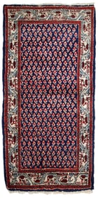 Handmade vintage Indian Seraband rug 2' x 4' (62cm x 124cm) 1970s