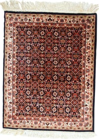 Handmade vintage Indo-Tabriz rug 3.3' x 4.2' (100cm x 130cm) 1980s