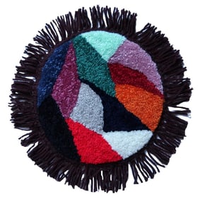 Handmade contemporary ORA French Savonnerie seat cover 0.9' (27cm), 2021