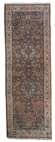 Handmade vintage Indo-Tabriz runner 1.9' x 5.8' (60cm x 177cm) 1970s