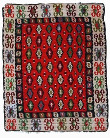 Handmade vintage Turkish Sharkoy kilim 4.9' x 6.2' (150cm x 192cm) 1950s
