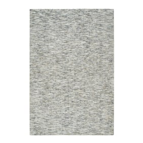 Biege Pure Wool Hand Loomed Modern Striae Design Oriental Rug