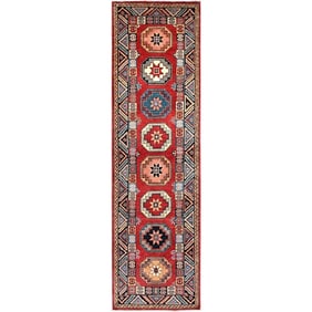 Bolero Red Special Kazak 100% Wool Hand Knotted Runner Oriental Rug