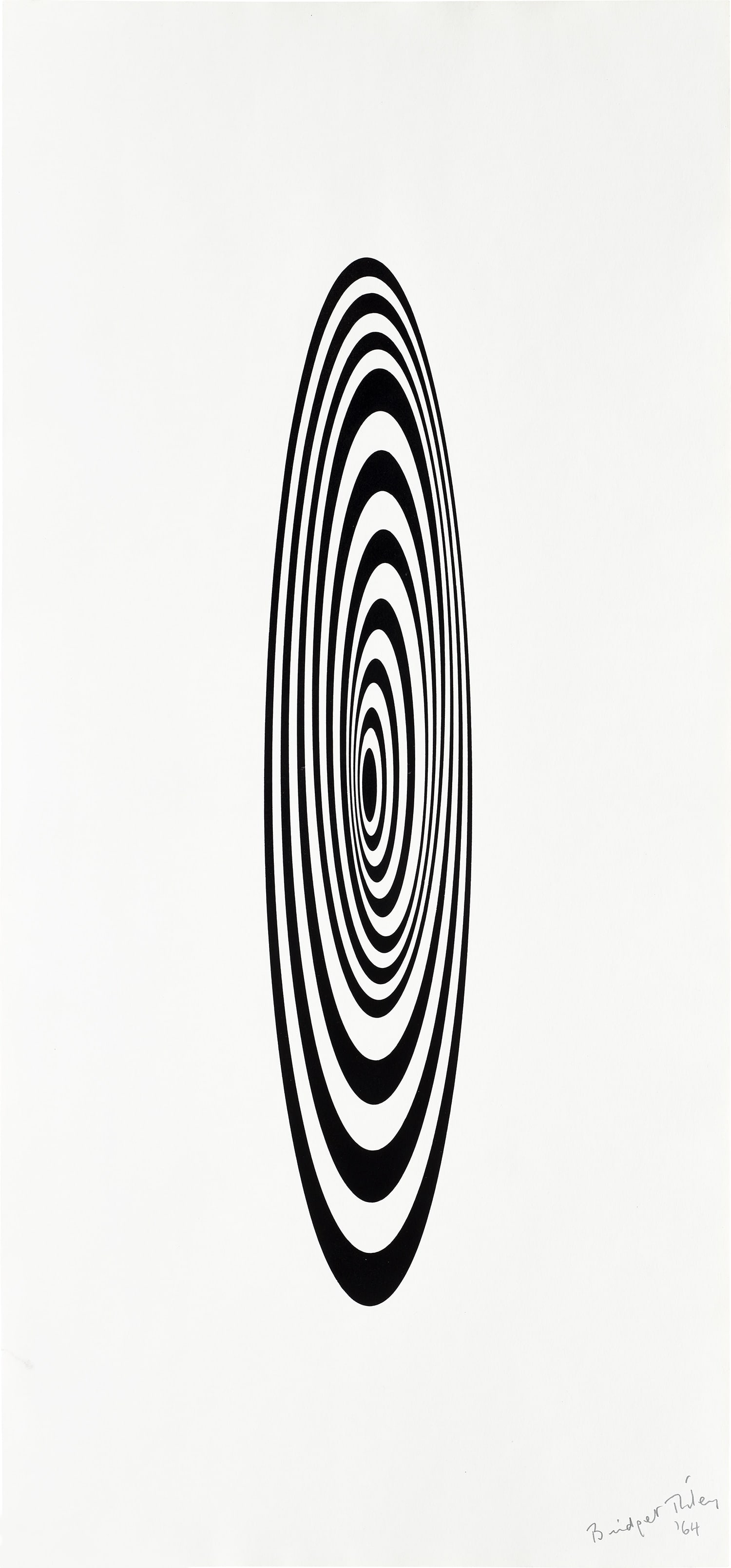 BRIDGET RILEY OVAL PRINT: Bridget Riley Oval Print measuring at 14x30 inches Reserve: $60.00 Shipping: Domestic: Flat-rate of $35.00 to anywhere within the contiguous U.S. International: Foreign shipping rates are determined b