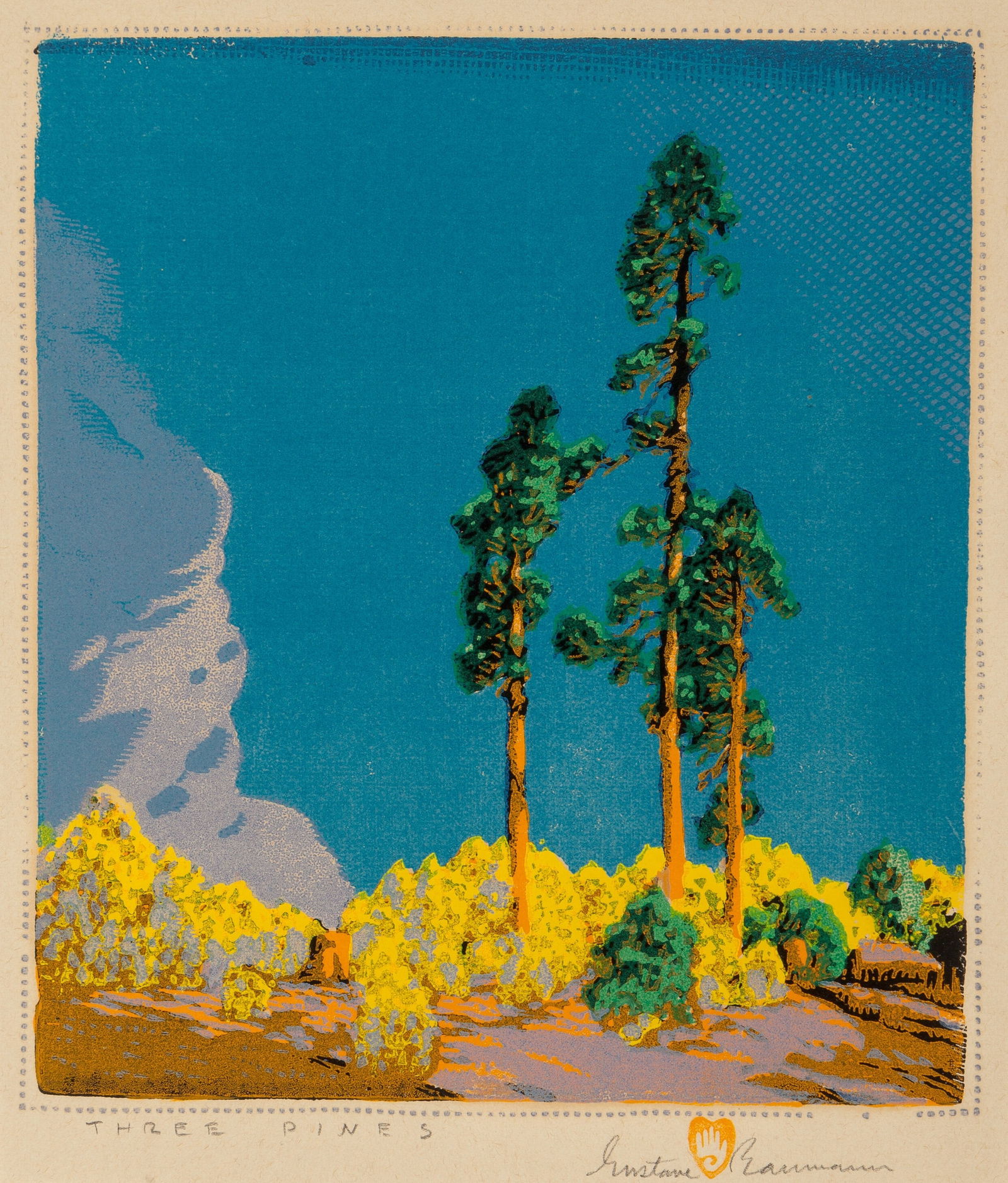 GUSTAVE BAUMANN THREE PINES PRINT (1 of 1)