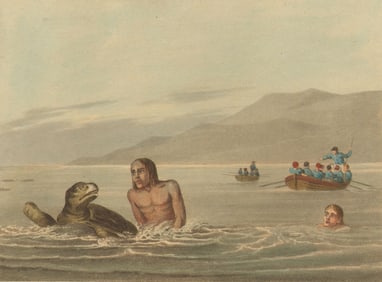 PACIFIC. Turtle- fishing Water. boat. (Field Sports- Edward Orme) 1814 print