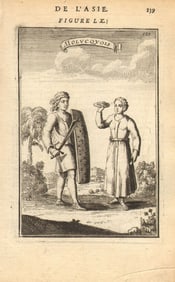 EAST INDIES. Warrior & woman of the Moluccas Maluku. 'Molucquois'. MALLET 1683