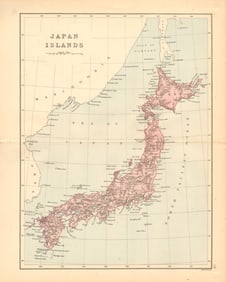 Japan Islands'. Yedo (Tokyo) Nippon Yezo. BARTHOLOMEW 1876 old antique map