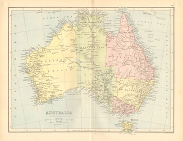 AUSTRALIA. Shows NT as 'Alexandra Land', part of SA. BARTHOLOMEW 1876 old map