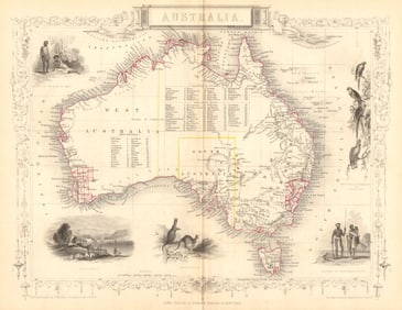 AUSTRALIA.Sydney view.Pre-Queensland (est 1859).Counties.TALLIS/RAPKIN 1849 map