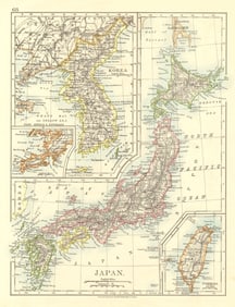 COREA JAPAN FORMOSA. Korea Taiwan. Hachijo "penal settlement". JOHNSTON 1906 map