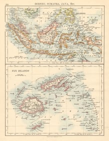 INDONESIA & FIJI Sunda Islands Borneo Java Sumatra Viti/Vanua Levu 1892 map