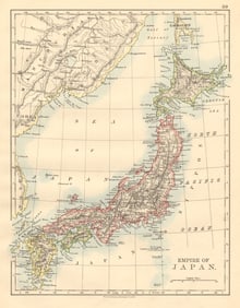 Islands of JAPAN. Hachijo "penal settlement". Manchuria JOHNSTON 1892 old map