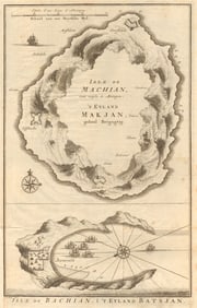 Isles de Machian & de Bachian'. Makian & Bacan, Maluku. BELLIN/SCHLEY 1755 map