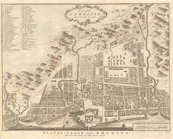 Plan d’Amboine, tel qu'il étoit en 1718'. Ambon, Maluku. BELLIN/SCHLEY 1755 map