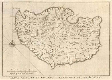 Carte de I’lsle de Bouro'. Buru island, Molucca/Maluku. BELLIN/SCHLEY 1755 map