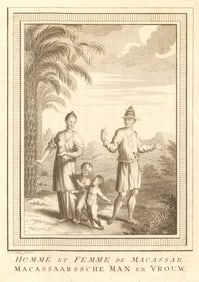 Homme & Femme de Macassar'. Sulawesi. Man & woman of Makassar. SCHLEY 1757