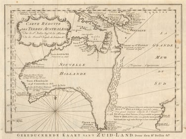 Carte réduite des Terres Australes'. Pre-Cook Australia. BELLIN/SCHLEY 1758 map