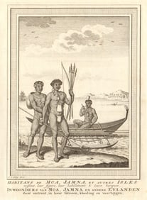 Habitans de Moa, Jamna'. New Guinea. Pirogue boat. West Papua. SCHLEY 1758