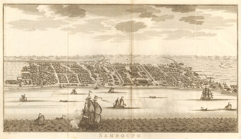 Samboupo', Sulawesi Indonesia. Makassar town/city plan. BELLIN/SCHLEY 1757 map