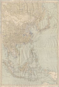 General Map of Eastern Asia'. China Japan Philippines Indonesia 1913 old