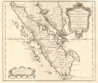 Carte de l’lsle de Sumatra'. Malay peninsula. Singapore Strait. BELLIN 1751 map