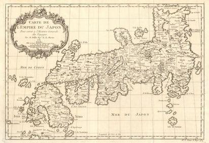 Carte de l’Empire du Japon'. Empire of Japan. BELLIN 1752 old antique map