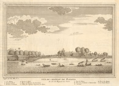 Vue du Château de Batavia'. Castle. Dutch East Indies. Jakarta, Indonesia 1761