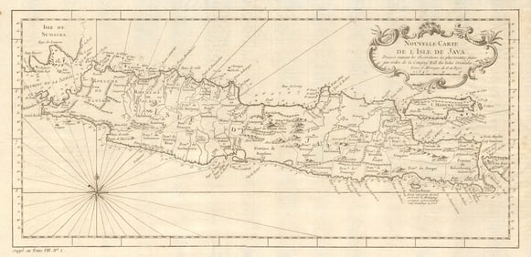 Nouvelle Carte de l’Isle de Java'. Dutch East India Company. BELLIN 1761 map
