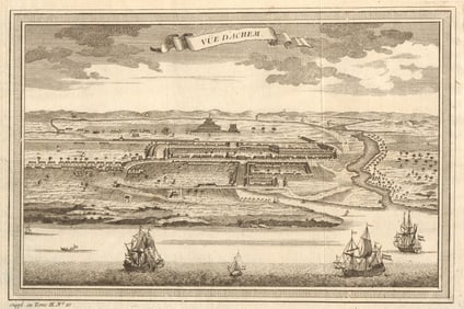 Vue d'Achem'. View of Kutaraja (Banda Aceh), Sumatra. East Indies 1761 print