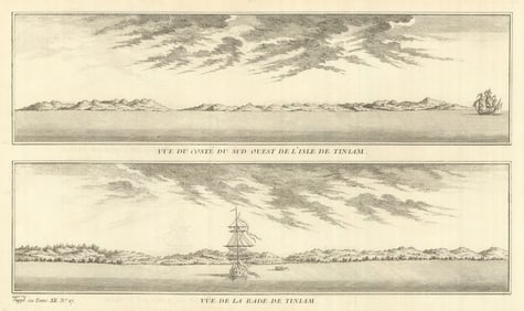 Micronesia. Tinian coast profiles, Northern Mariana Islands. Anson's voyage 1761