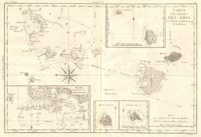 Carte des Isles des Amis. Friendly or Tonga Islands. Tongatapu. BONNE 1790 map