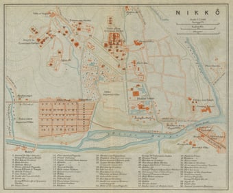Nikko antique town city plan. Tochigi. Japan 1914 old map chart