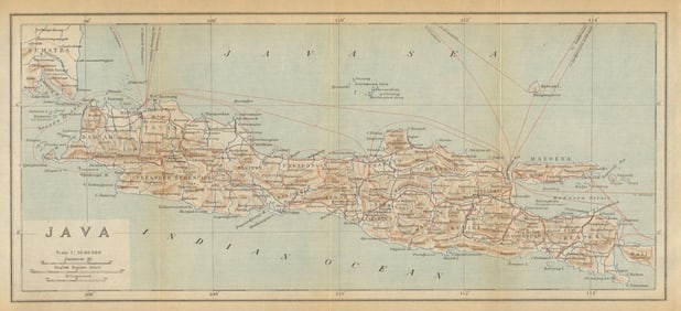 The island of Java. Dutch East Indies. Indonesia 1920 old antique map chart