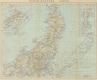 North-Eastern Japan. Honshu, Hokkaido, Sakhalin & Kurile islands 1914 old map