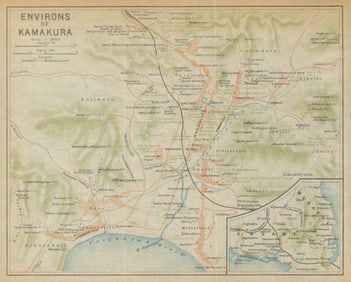 Kamakura & environs. Japan 1914 old antique vintage map plan chart