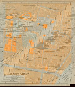 Asakusa Park antique town city plan. Taito, Tokyo. Japan 1914 old map