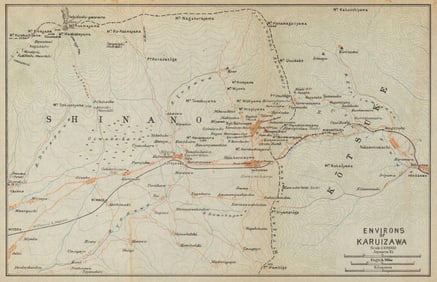 Karuizawa & environs. Mount Asama. Japan 1914 old antique map plan chart