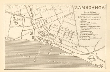 Zamboanga town city sketch plan. Mindanao. Philippines 1920 old antique map