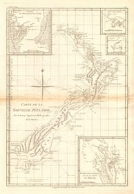 Carte de la Nouvelle Zéelande. New Zealand. Cook Strait. Thames. BONNE 1788 map
