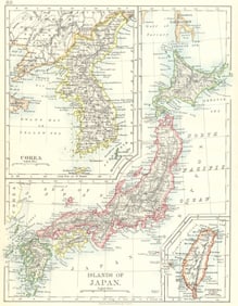 COREA JAPAN FORMOSA. Korea Taiwan. Hachijo "penal settlement".JOHNSTON 1899 map