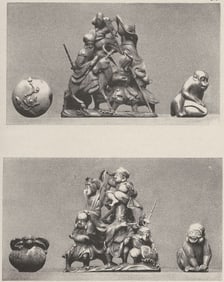 JAPAN. Five Ivories 1890 old antique vintage print picture