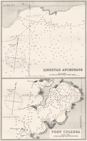 PACIFIC. Sea chart of Libertad Anchorage; Port Culebra 1881 old antique map