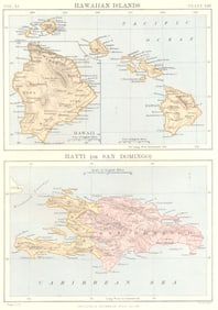 HAWAII HISPANIOLA. Hawaiian Isles; Haiti San Domingo Dominican Republic 1898 map
