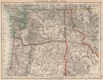USA PACIFIC NORTHWEST.Washington State Oregon Idaho.Railroads.JOHNSTON 1906 map