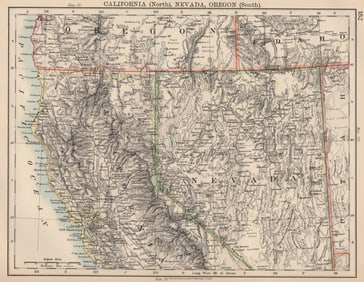 USA WEST/PACIFIC. Northern California & Nevada; South Oregon. Railroads 1906 map