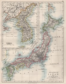 COREA JAPAN FORMOSA. Korea Taiwan Hachijo "penal settlement".JOHNSTON 1897 map