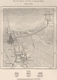 Batavia (Jakarta) port Tanjung Priok. Java, Indonesia. E Indies 1885 old map