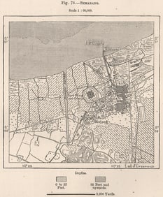 Semarang, Java, Indonesia. East Indies 1885 old antique vintage map plan chart